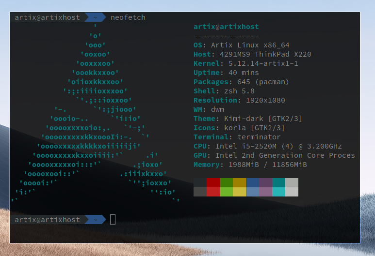 artix linux neofetch