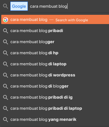 hasil riset keyword kata kunci gratis dari google