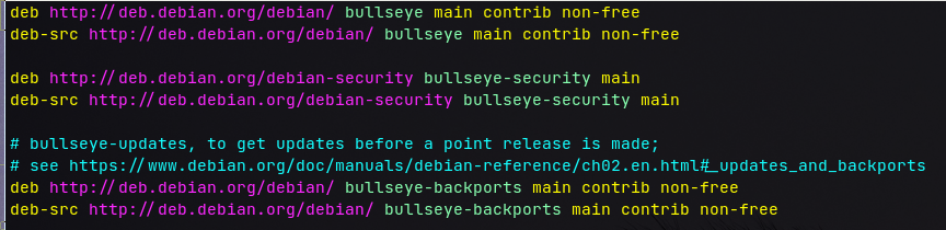 debian setting source list 