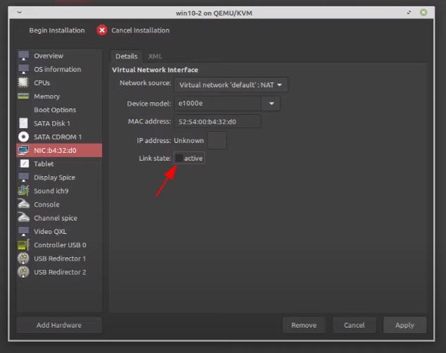 setting kvm disable network internet