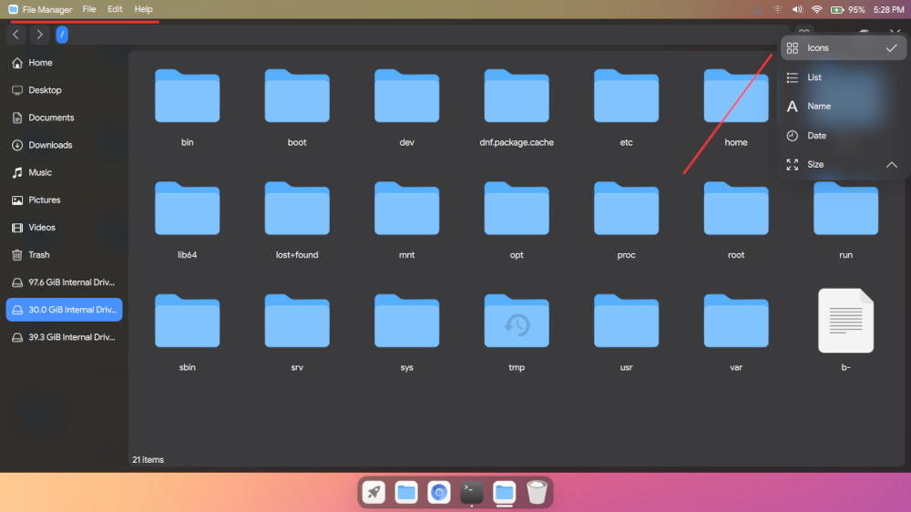 cutefish file manager minimalis