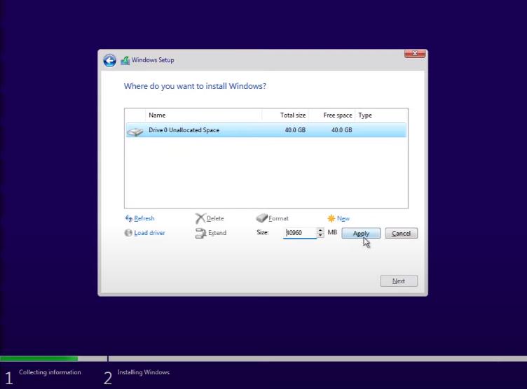 set dan format partisi windows 11