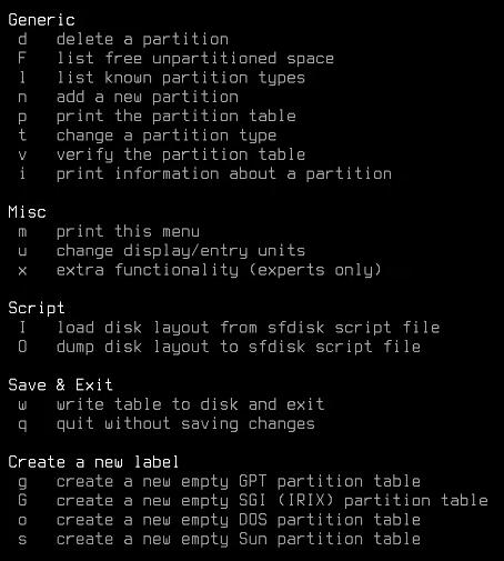 help command fdisk linux