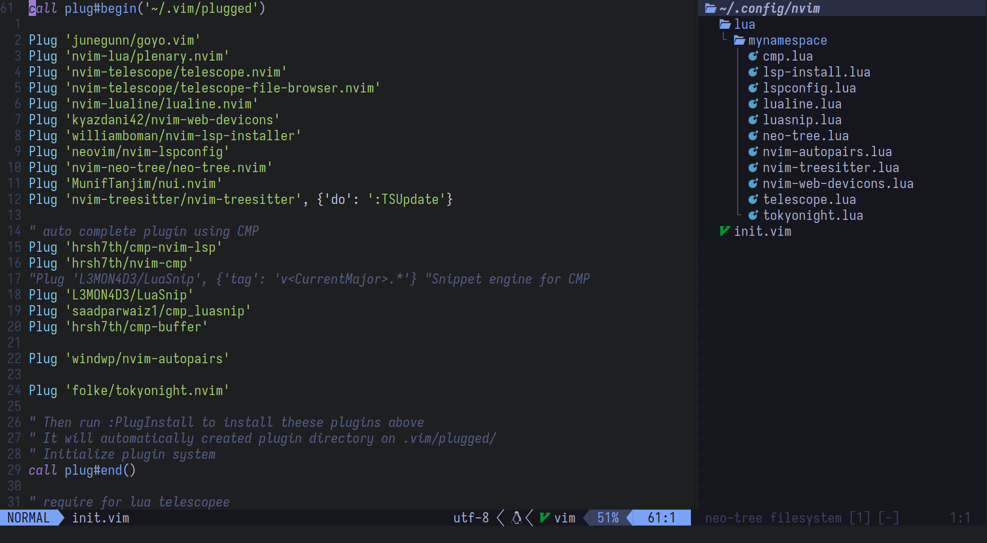 Konfigurasi Nvim+Lua di Linux yang Minimalis