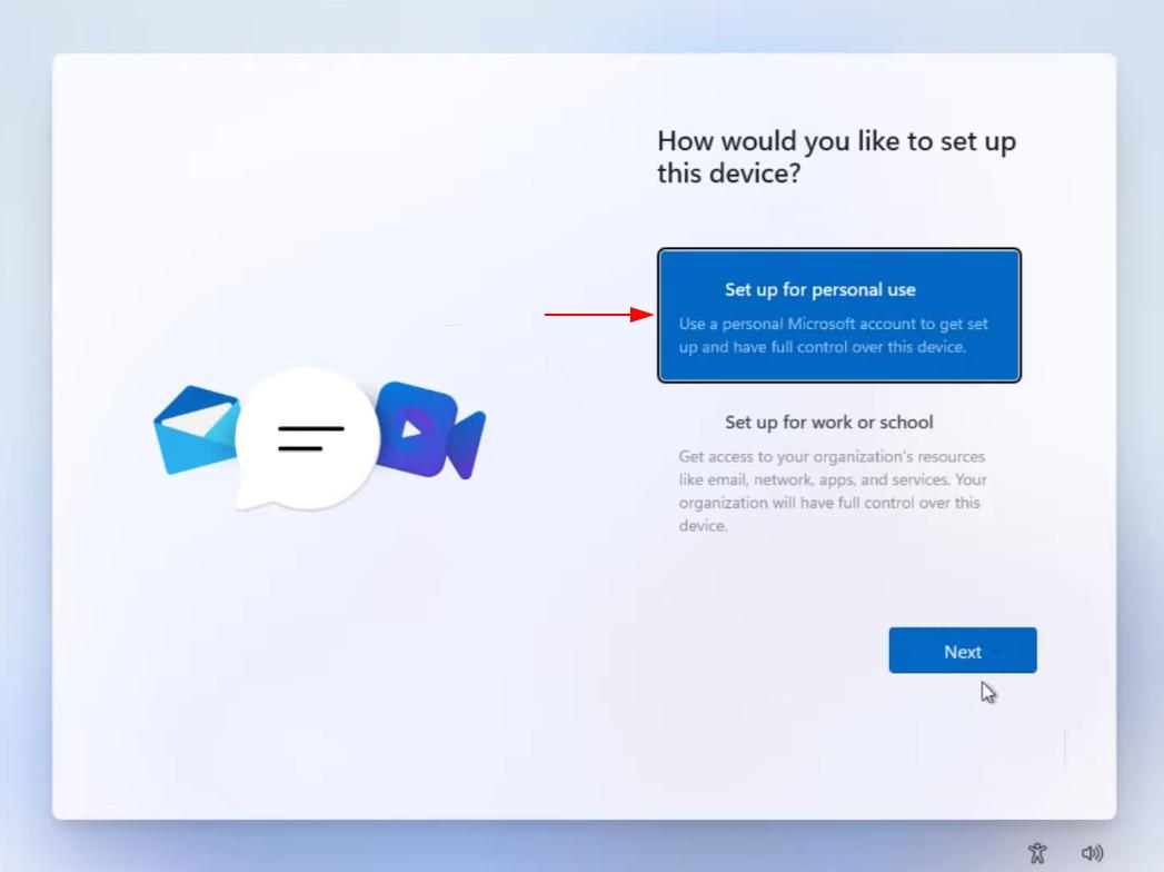 set personal use windows 11 install