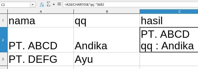 Catatan Belajar Rumus Excel / Libre Calc / Google Sheet