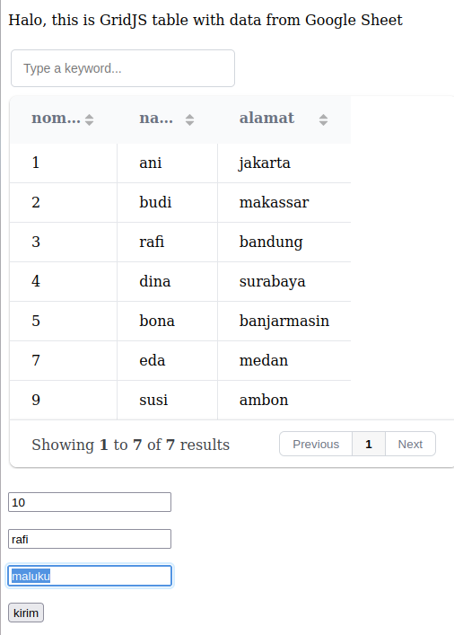 Form submit html ke google sheet